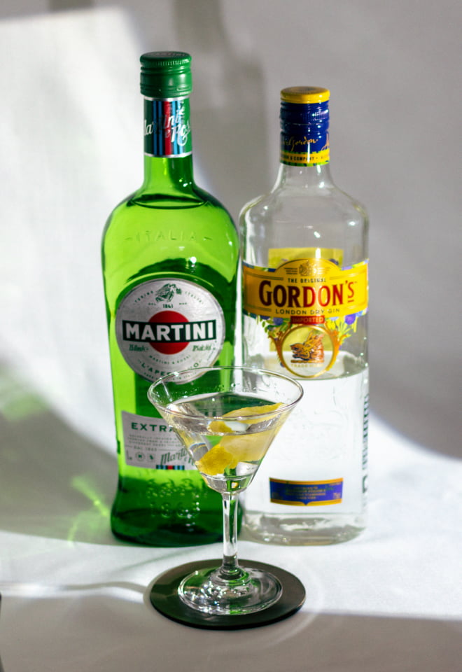 Dry Martini and Ingredients
