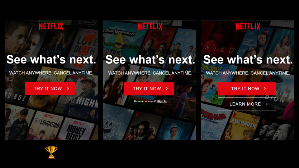 Netflix Landing Page Two Buttons Test
