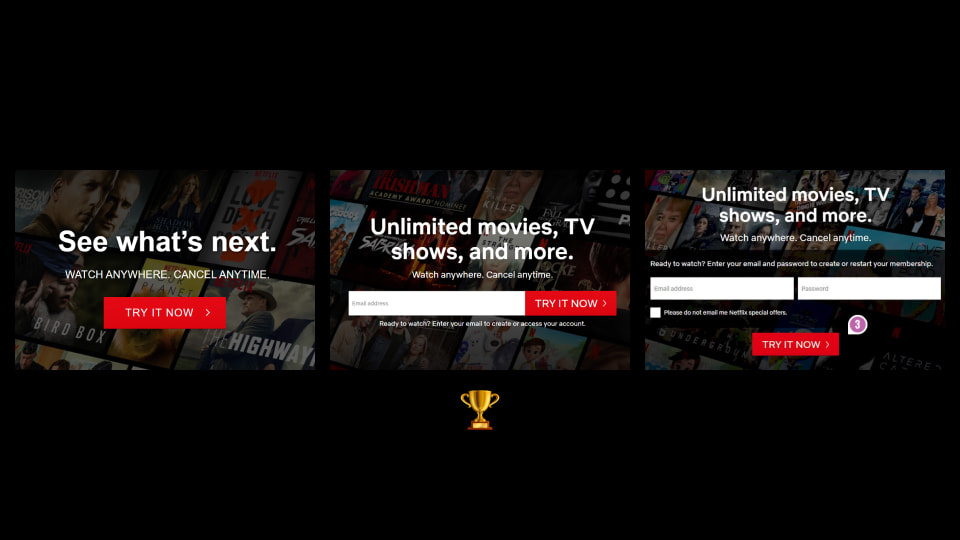 Netflix Landing Page Email Field Test